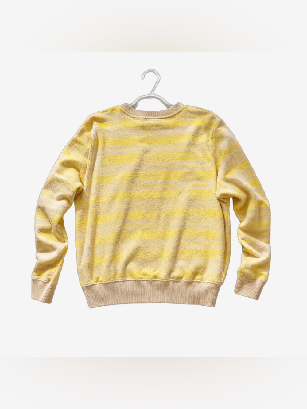 Urban Outfitters Yellow and Cream Striped Crewneck Sweater